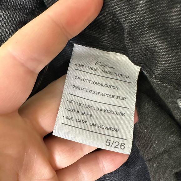 KanCan Estilo Jeans Women's 26" Distressed Black Peak A Boo Red Plaid Punk‎ Moto - Picture 4 of 5